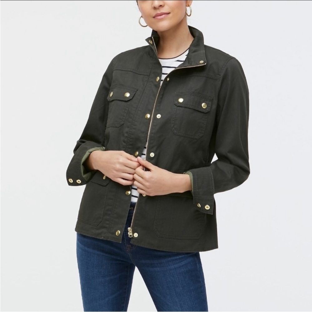 J.Crew The Downtown Field Jacket in Olive Green Women's Size Small Utility Boho